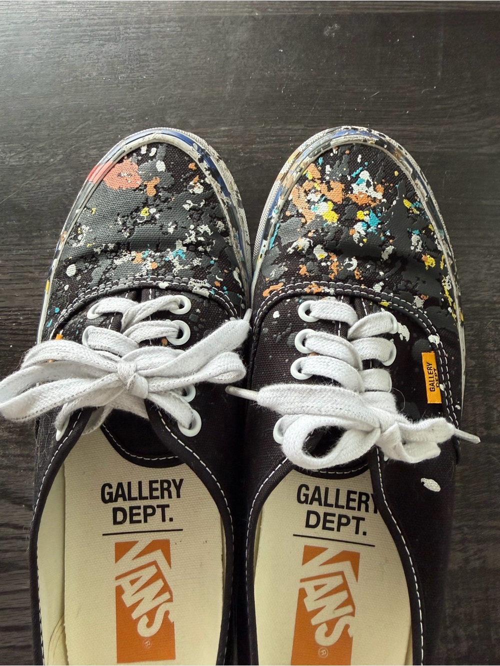 Gallery Dept. x Vans collaboration paint splattered.
Limited edition